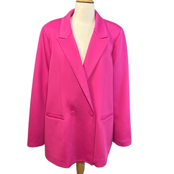 Good American Scuba 2.0 Fuchsia Bright Pink Blazer size 5 or 2XL - Picture 2 of 16